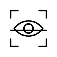 Eye scan, retina scanner, iris scanning, biometric recognition concept icon in line style design isolated on white background. Editable stroke. vector