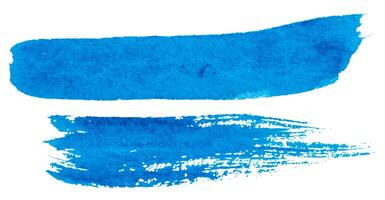 Watercolor brush stroke of blue paint, on a white isolated background photo