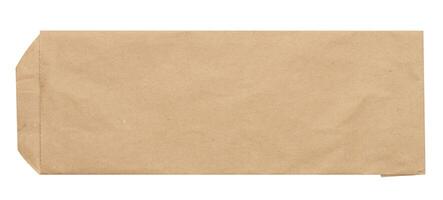 Rectangular envelope made of brown kraft paper on a white isolated background photo