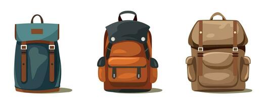 Bright colorful Backpack for camping in flat and cartoon style. vector