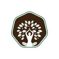 Yoga logo design stock. human meditation in lotus flower vector illustration