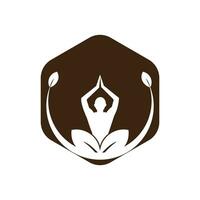 Yoga logo design stock. human meditation in lotus flower vector illustration