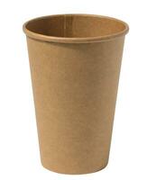 Empty brown paper disposable cup on a white background, concept eco-friendly, zero waste photo