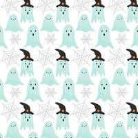 Halloween ghosts seamless pattern vector