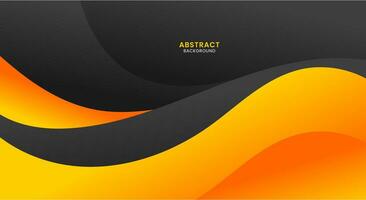 Abstract black and orange wave background vector