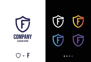 letra F logo concepto, seguro F logotipo en varios formas vector