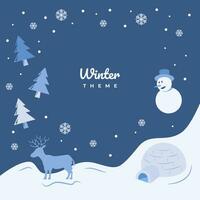 Winter Background Vector Flat Design