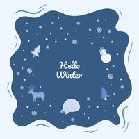 Hello Winter Greeting Vector Flat Design