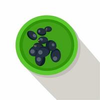 Vector illustration, juwet fruit or Javanese grapes in a green bowl with isolated white background