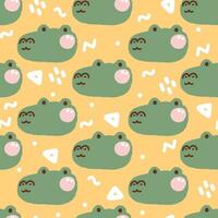 Seamless pattern of cute crocodile face on pastel background.Reptile animal vector