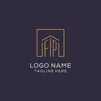 inicial fp logo con cuadrado líneas, lujo y elegante real inmuebles logo diseño vector