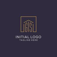 Initial GS logo with square lines, luxury and elegant real estate logo design vector