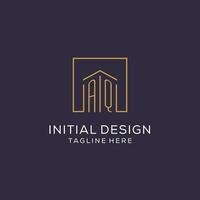 Initial AQ logo with square lines, luxury and elegant real estate logo design vector