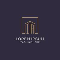 Initial IA logo with square lines, luxury and elegant real estate logo design vector