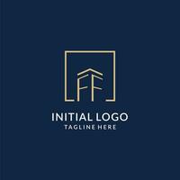 Initial FF square lines logo, modern and luxury real estate logo design vector
