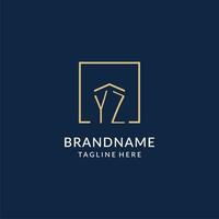 Initial YZ square lines logo, modern and luxury real estate logo design vector