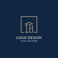 Initial IB square lines logo, modern and luxury real estate logo design vector