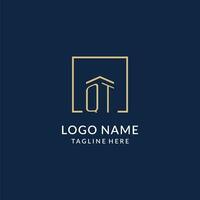 Initial QT square lines logo, modern and luxury real estate logo design vector