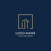 Initial UT square lines logo, modern and luxury real estate logo design vector