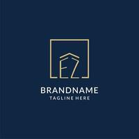 Initial EZ square lines logo, modern and luxury real estate logo design vector