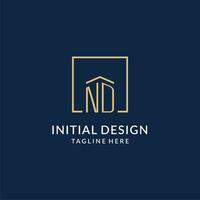 Initial ND square lines logo, modern and luxury real estate logo design vector