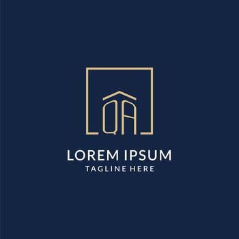 Initial QA square lines logo, modern and luxury real estate logo design vector