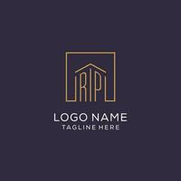 Initial RP logo with square lines, luxury and elegant real estate logo design vector