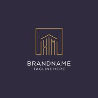 Initial XM logo with square lines, luxury and elegant real estate logo design vector