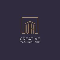 Initial UX logo with square lines, luxury and elegant real estate logo design vector