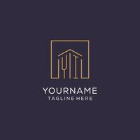 Initial YI logo with square lines, luxury and elegant real estate logo design vector