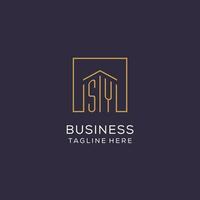 Initial SY logo with square lines, luxury and elegant real estate logo design vector