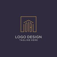 Initial OB logo with square lines, luxury and elegant real estate logo design vector