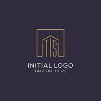 Initial TS logo with square lines, luxury and elegant real estate logo design vector