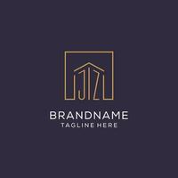 Initial JZ logo with square lines, luxury and elegant real estate logo design vector