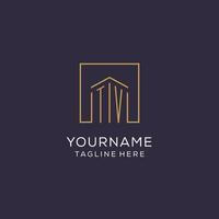 Initial TV logo with square lines, luxury and elegant real estate logo design vector