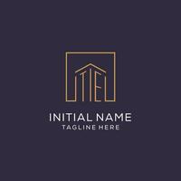 Initial TE logo with square lines, luxury and elegant real estate logo design vector