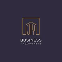 Initial JY logo with square lines, luxury and elegant real estate logo design vector