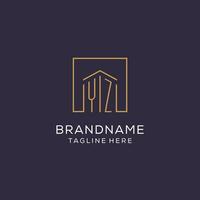 Initial YZ logo with square lines, luxury and elegant real estate logo design vector