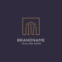 Initial IZ logo with square lines, luxury and elegant real estate logo design vector