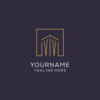 Initial VV logo with square lines, luxury and elegant real estate logo design vector