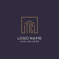 Initial TC logo with square lines, luxury and elegant real estate logo design vector