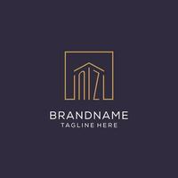 Initial NZ logo with square lines, luxury and elegant real estate logo design vector