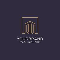 Initial QU logo with square lines, luxury and elegant real estate logo design vector