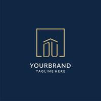 Initial DU square lines logo, modern and luxury real estate logo design vector