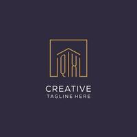 Initial QX logo with square lines, luxury and elegant real estate logo design vector