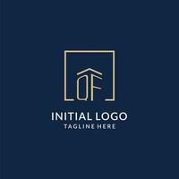 inicial qf cuadrado líneas logo, moderno y lujo real inmuebles logo diseño vector