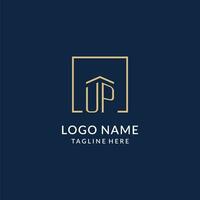 Initial UP square lines logo, modern and luxury real estate logo design vector