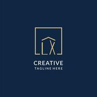 Initial LX square lines logo, modern and luxury real estate logo design vector