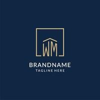 Initial WM square lines logo, modern and luxury real estate logo design vector