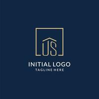Initial US square lines logo, modern and luxury real estate logo design vector